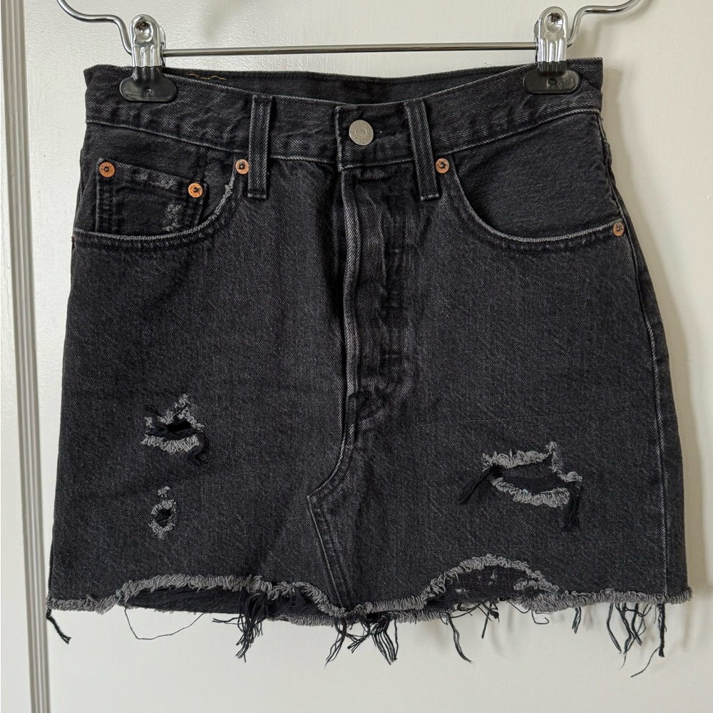 Levi's 501 Destructed Black Mini Skirt